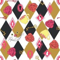 Alice in Wonderland seamless pattern vector