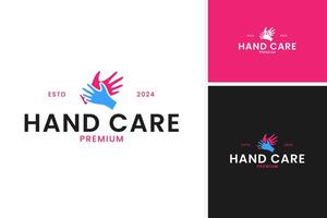 Hand care logo design concept template illustration idea vector