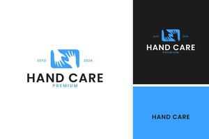 Modern hand care logo design concept template illustration vector