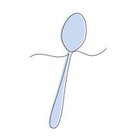 Spoon in one continuous line in color. One line drawing, minimalism. vector