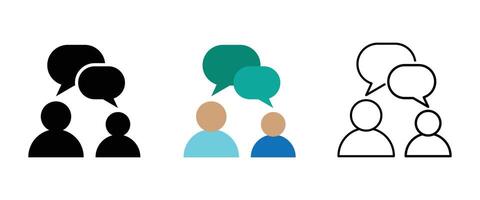 people talking icon set. line and flat style icon symbol sign. Chat, dialog bubble. Communication Icon Illustration. vector