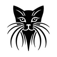 A black cat head with long hair on a white background vector