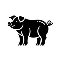 A black and white pig icon on a white background vector