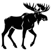 Moose silhouette on white background vector