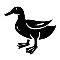 A black and white silhouette of a duck vector