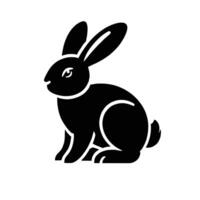 A black and white rabbit icon on a white background vector