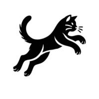 A black cat running on a white background vector