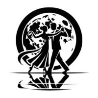 The couple dancing in front of the moon vector