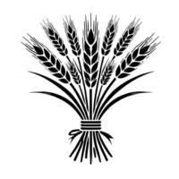 A black and white illustration of a bunch of wheat vector