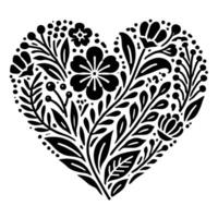A heart with flowers and leaves on it vector