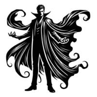 The vampire is standing in front of a black and white background vector