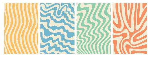 Modern cover design set. Abstract wavy line pattern in premium red, blue, green, yellow color. Creative stripe collection for business background, brochure template, booklet, flyer vector