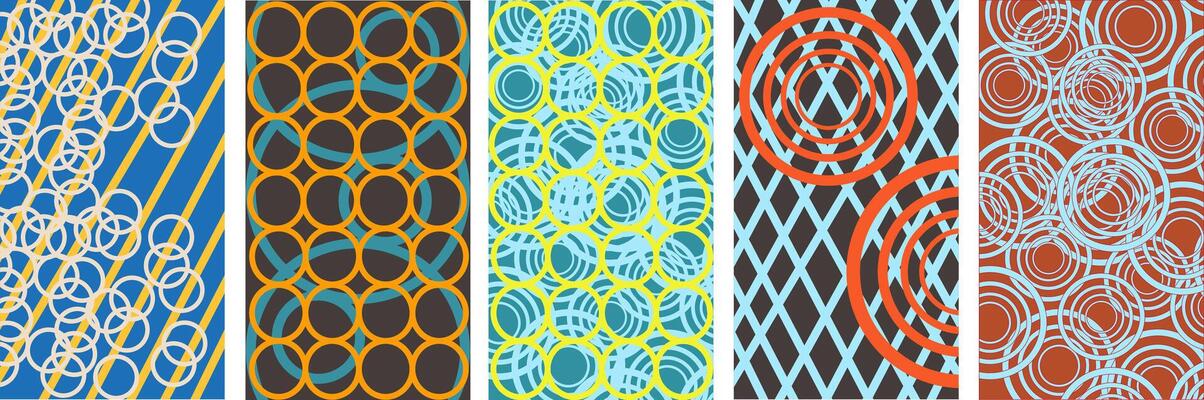 abstract rounds ornament vertical background set