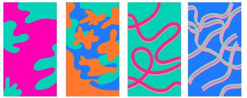 abstract lines and shapes ornaments vertical background set vector