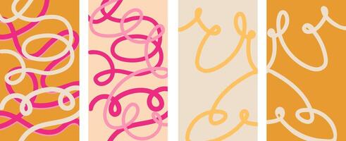 abstract doodles vertical background set vector
