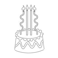 cake with thin candles in line doodle style vector