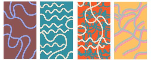 abstract lines ornaments vertical background set vector