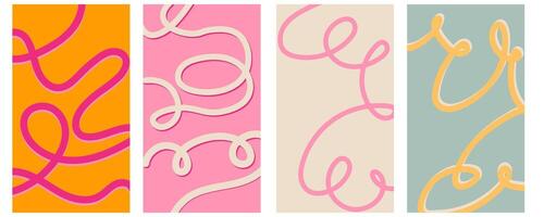 abstract doodle lines vertical background set vector