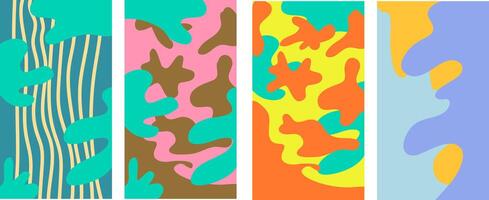 bright shapes ornaments vertical background set vector