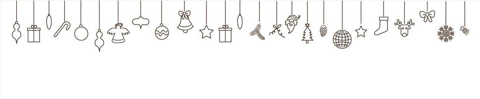 horizontal background with new year Christmas garland vector