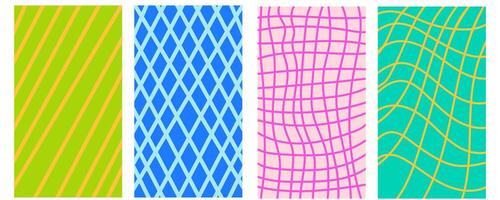 lines cages ornaments vertical background set vector