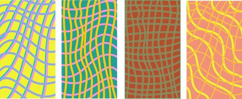 abstract lines cages ornament vertical background set vector