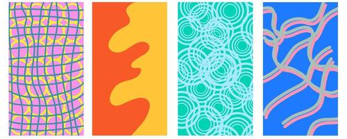 abstract cages and rings shapes ornaments vertical background set vector