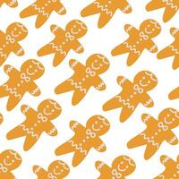 seamless pattern with gingerbread in shape doodle style vector