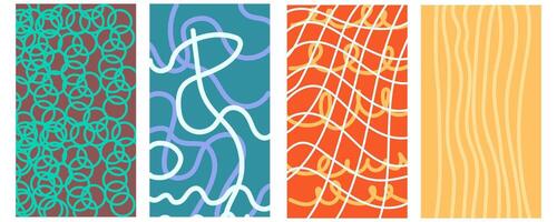 abstract simple lines cages and rings ornaments vertical background set vector
