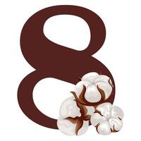 number eight with new year design namely different cotton colors for christmas new year designs vector