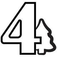 simple number four design with Christmas design, namely Christmas tree drawn in black outline, for Christmas designs, patterns or posters vector