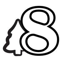 simple number eight design with Christmas design, namely Christmas tree drawn in black outline, for Christmas designs, patterns or posters vector