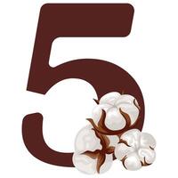 number five with new year design namely different cotton colors for christmas new year designs vector