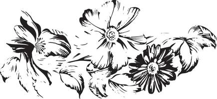 sketch print of twigs with buds of blossoming flowers in line art style, for various textiles, designs or patterns vector