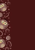 christmas or new year posters with round baubles and different christmas toys with brown owl design on a brown background, for different holiday ads and banners vector