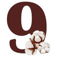 number nine with new year design namely different cotton colors for christmas new year designs vector