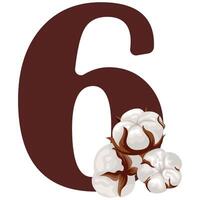 number six with new year design namely different cotton colors for christmas new year designs vector