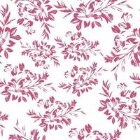 pink sketch, print of a branch of flowers with leaves in line art style drawn with different lines, for textile, packaging or posters vector