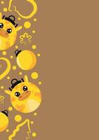 christmas or new year posters with round balls and different christmas toys with yellow giraffe design on a yellow background, for different holiday ads and banners vector