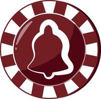 new year design of poker chip for game in red colors with bell icon, for different designs, posters or banners vector
