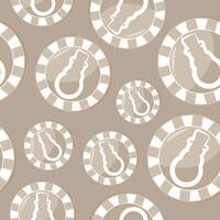 seamless pattern with poker chips, namely chips with a Christmas snowman design in beige tones on a beige background vector