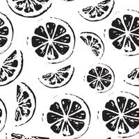 seamless pattern with half orange icons in sketch style drawn with black lines, for poster, pattern or textile vector