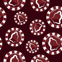 seamless pattern with poker chips, namely chips with a New Year's bell design in red colors on a red background vector