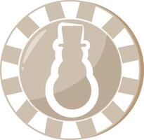 new year design of poker chip for playing in beige colors with snowman icon, for different designs, posters or banners vector