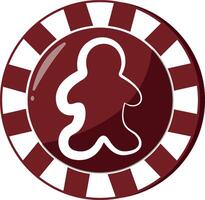 new year design of poker chip for game in red colors with gingerbread icon, for different designs, posters or banners vector