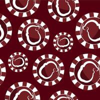 seamless pattern with poker chips namely Santa Claus design chips in red colors on a red background vector
