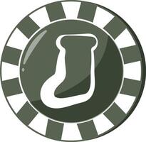 new year design of poker chip for game in green colors with new year sock icon, for different designs, posters or banners vector