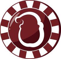 new year design of poker chip for game in red colors with santa icon, for different designs, posters or banners vector