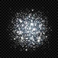 Spot of silver glitter, sparkles, confetti. Isolated scattering particles with light effect. Abstract element with flares, glares and stars. Luminous points for creating luxurious designs. vector