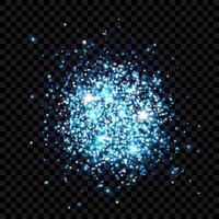 Spot of blue glitter, sparkles, sand, confetti. Isolated scattering particles with light effect. Abstract element with flares, glares and stars. Luminous points for creating luxurious designs. vector
